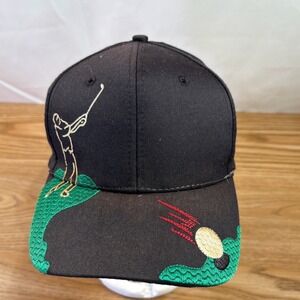 VTG Nissun Golf Embroidered Baseball Hat Mens OSFM Black Excellent Condition
